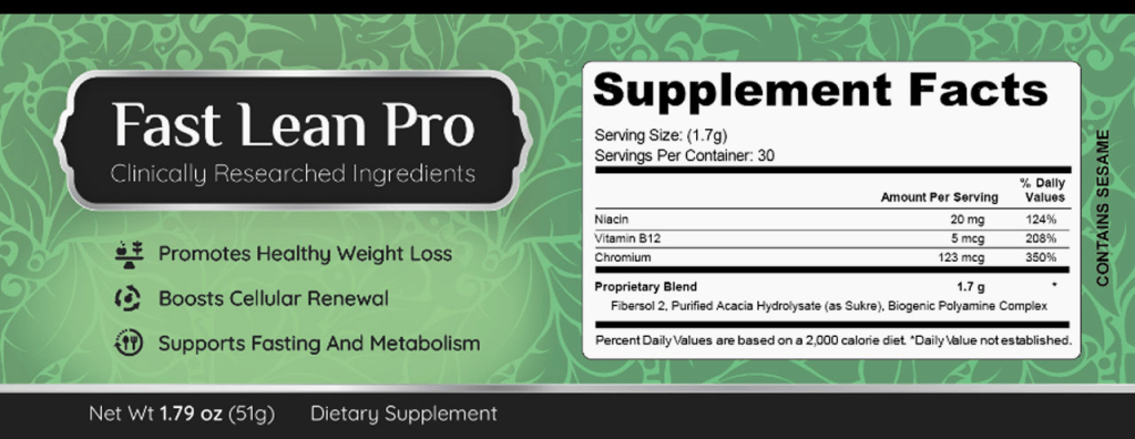 Fast Lean Pro Ingredients_